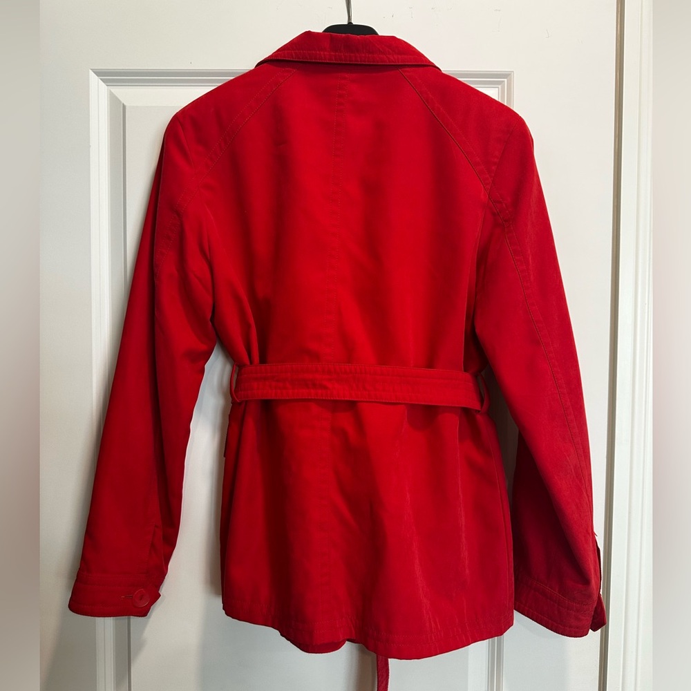 Women's Italian Red Belted Utility Jacket - Picture 2 of 3